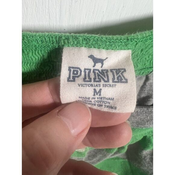 Vintage Y2K Grunge Victoria's Secret PINK Green Cotton Striped Tank Top. Ii - Picture 3 of 4